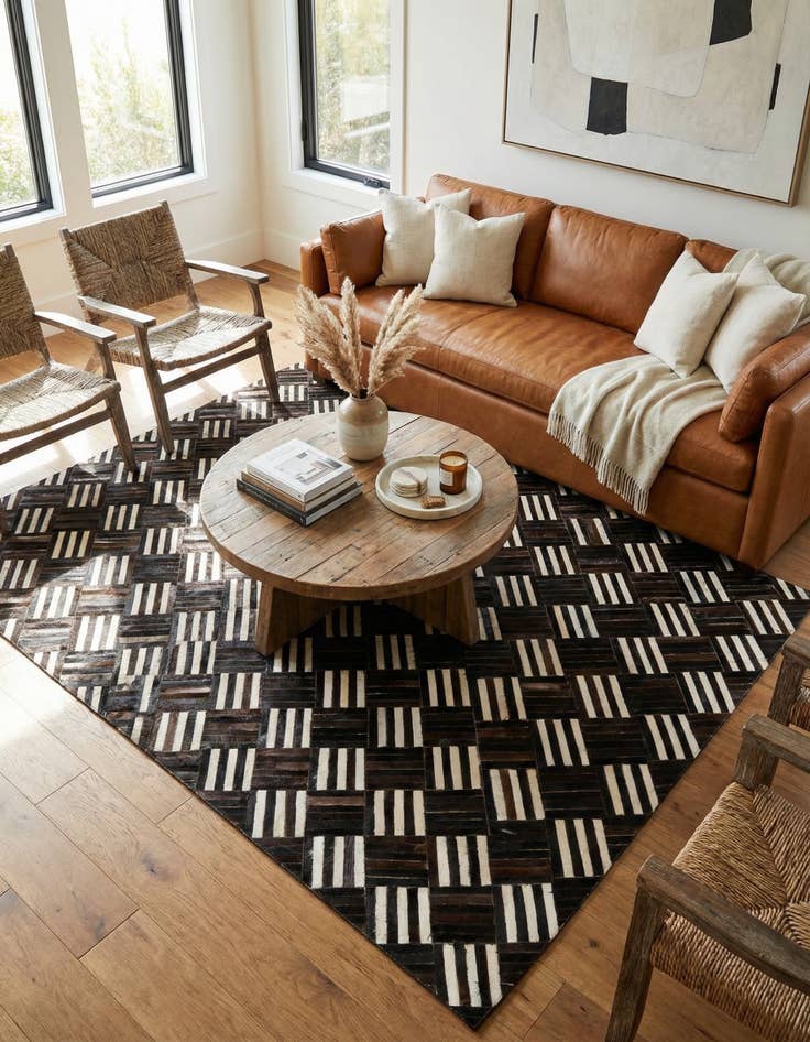 Detail image of 5' 11 x 6' 8 Cowhide Stocks Square Rug