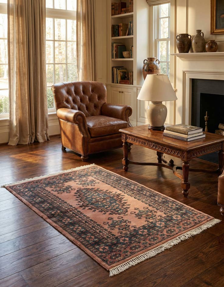 Detail image of 3' 4 x 5' 2 Hand Knotted Bokhara Oriental Wool Rug