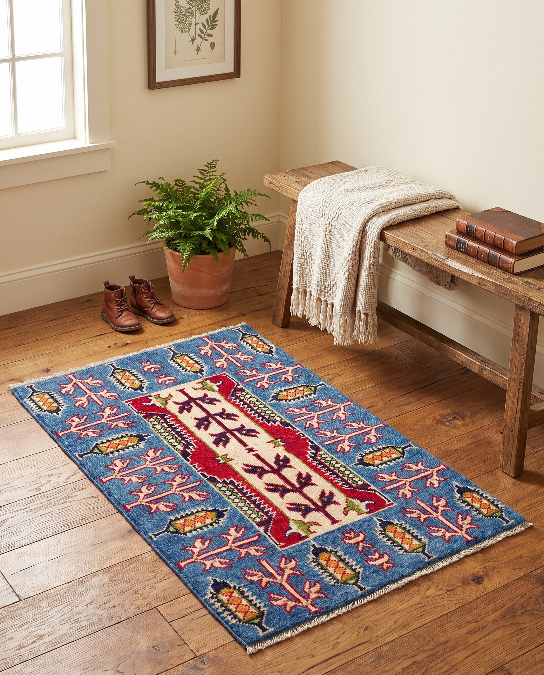 2' x 3' 4 Hand Knotted Kazak Rug