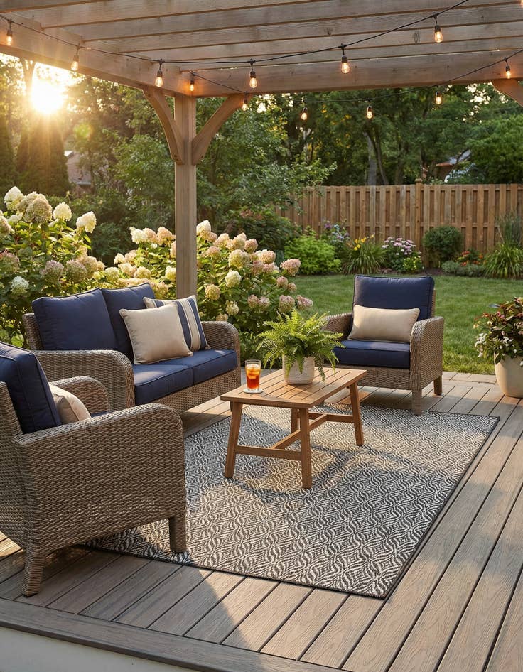 Detail image of 5' 3 x 8' Washable Lattice Indoor / Outdoor Rug