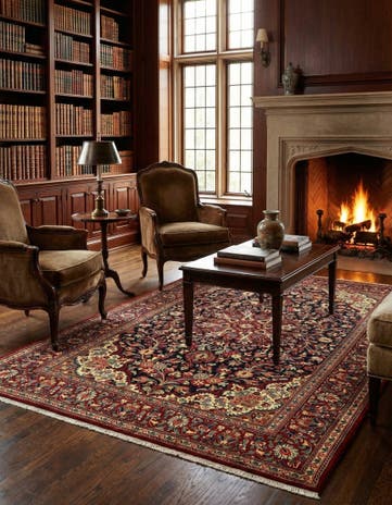 4' 8 x 7' 1 Hand Knotted Qom Persian Rug