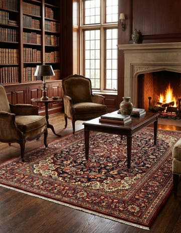 4' 8 x 7' 1 Hand Knotted Qom Persian Rug