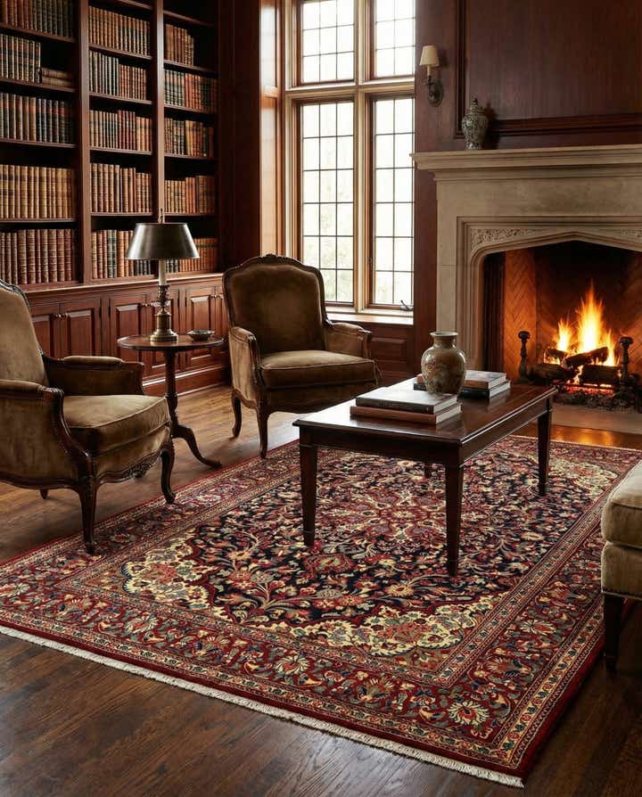 4' 8 x 7' 1 Hand Knotted Qom Persian Rug