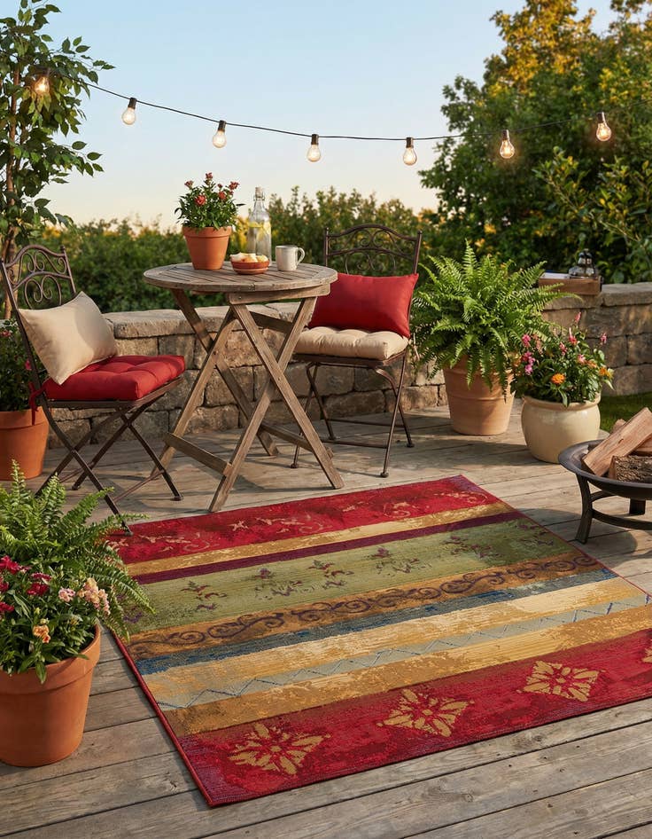 Detail image of 5' 3 x 5' 3 Washable Modern Indoor / Outdoor Square Rug