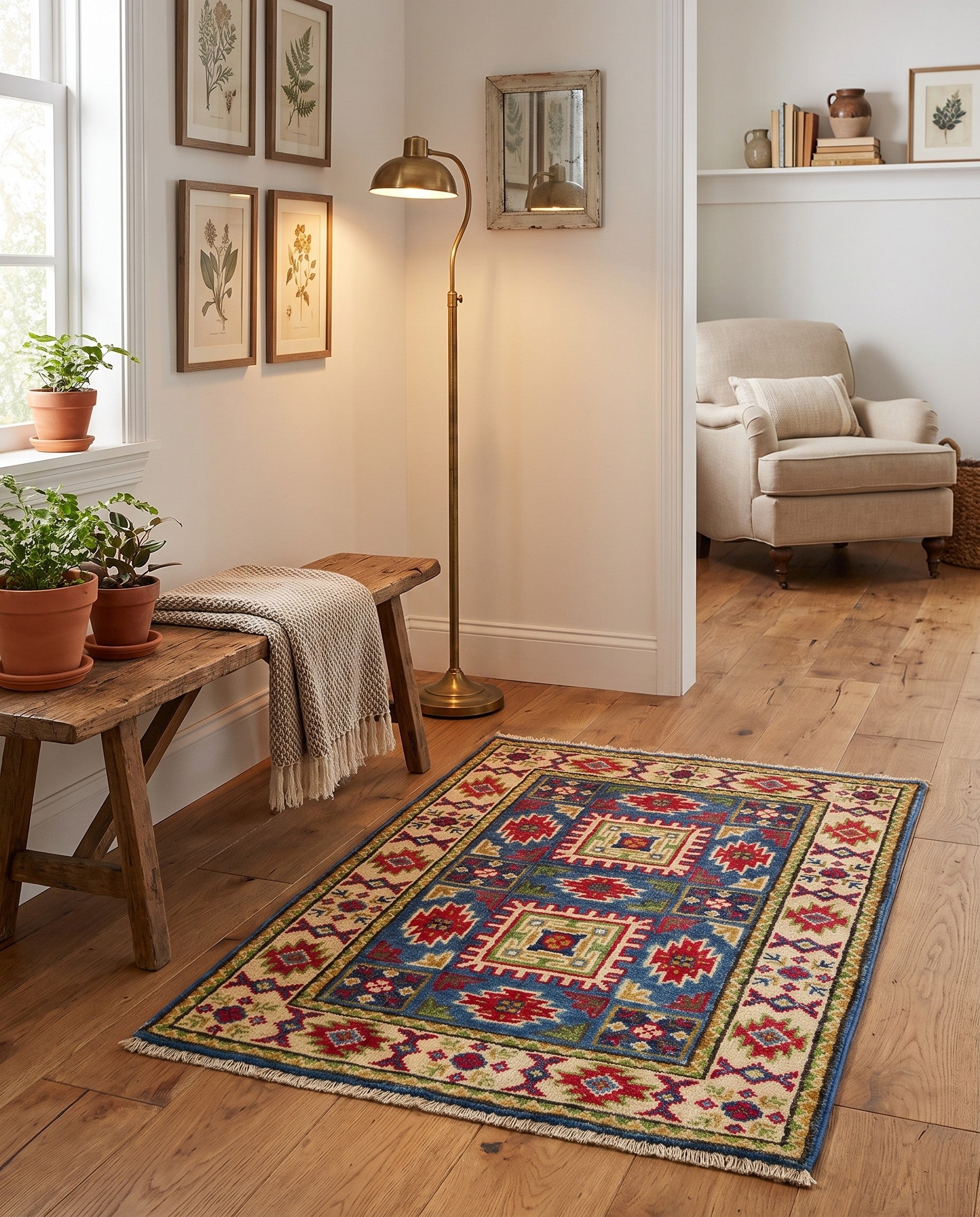 2' 2 x 2' 10 Hand Knotted Kazak Rug