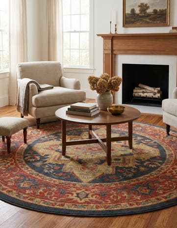 Navy Blue Sara Round Rug