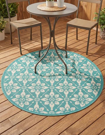 4' x 4' Easy-Clean Trellis Indoor / Outdoor Round Rug
