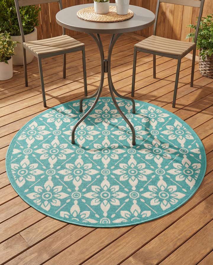 4' x 4' Easy-Clean Lattice Indoor / Outdoor Round Rug