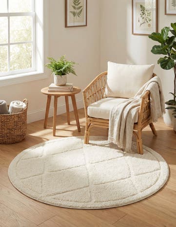 4' x 4' Lattice Shag Round Rug