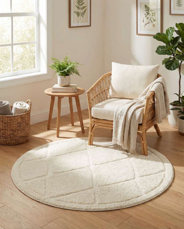 4' x 4' Lattice Shag Round Rug