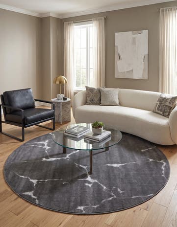 Gray and Silver Vogue Geo Round Rug