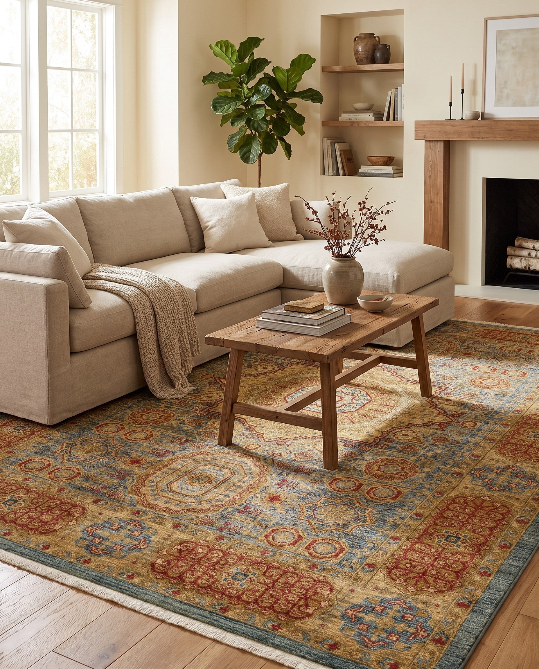 Light Blue Mamluk Rug