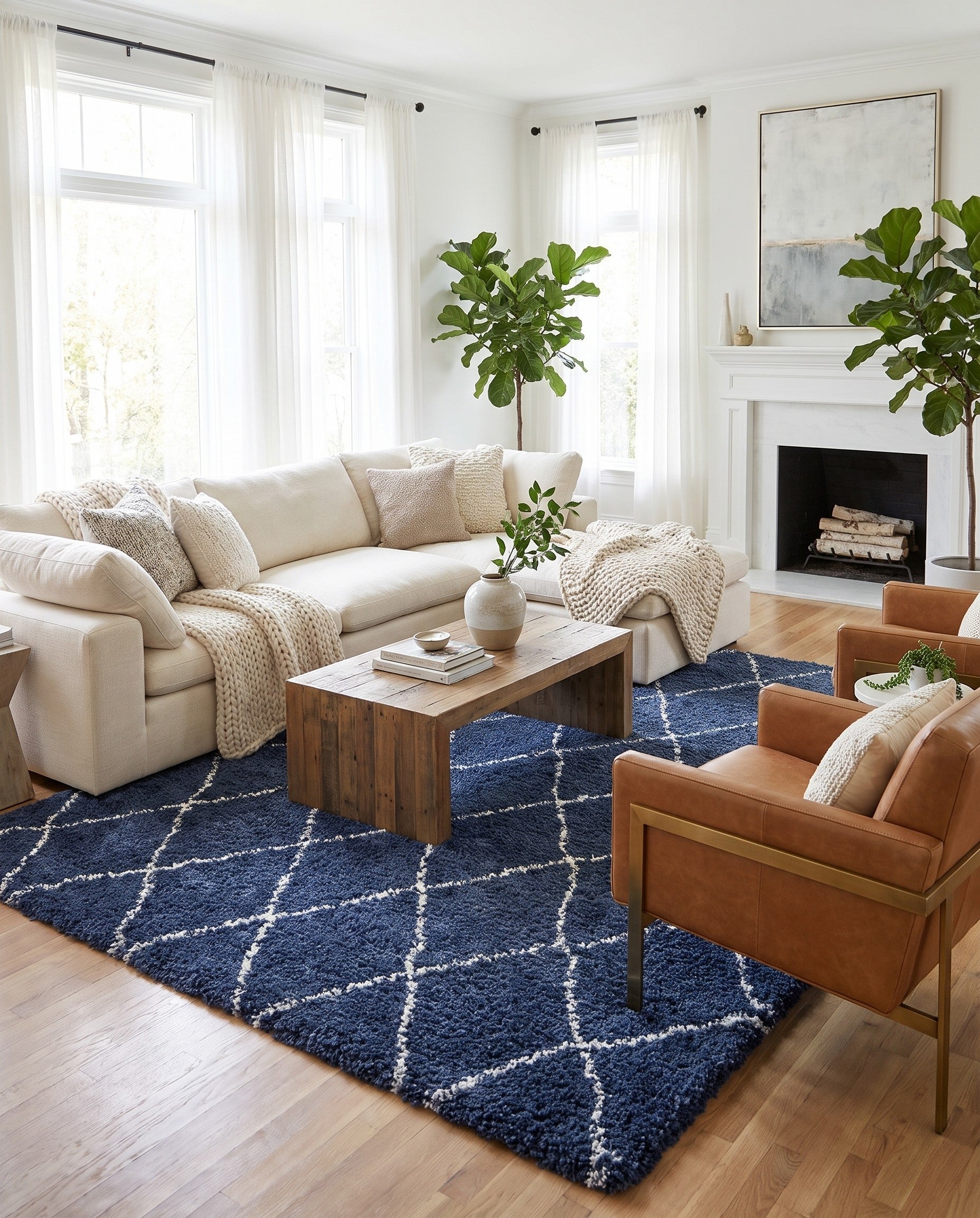 Navy Blue Marrakesh Shag Rug
