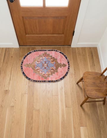 Pink Washable Timeless Oval Rug