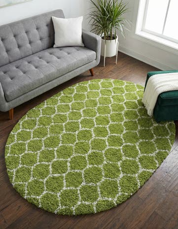 7' 10 x 10' Lattice Shag Oval Rug