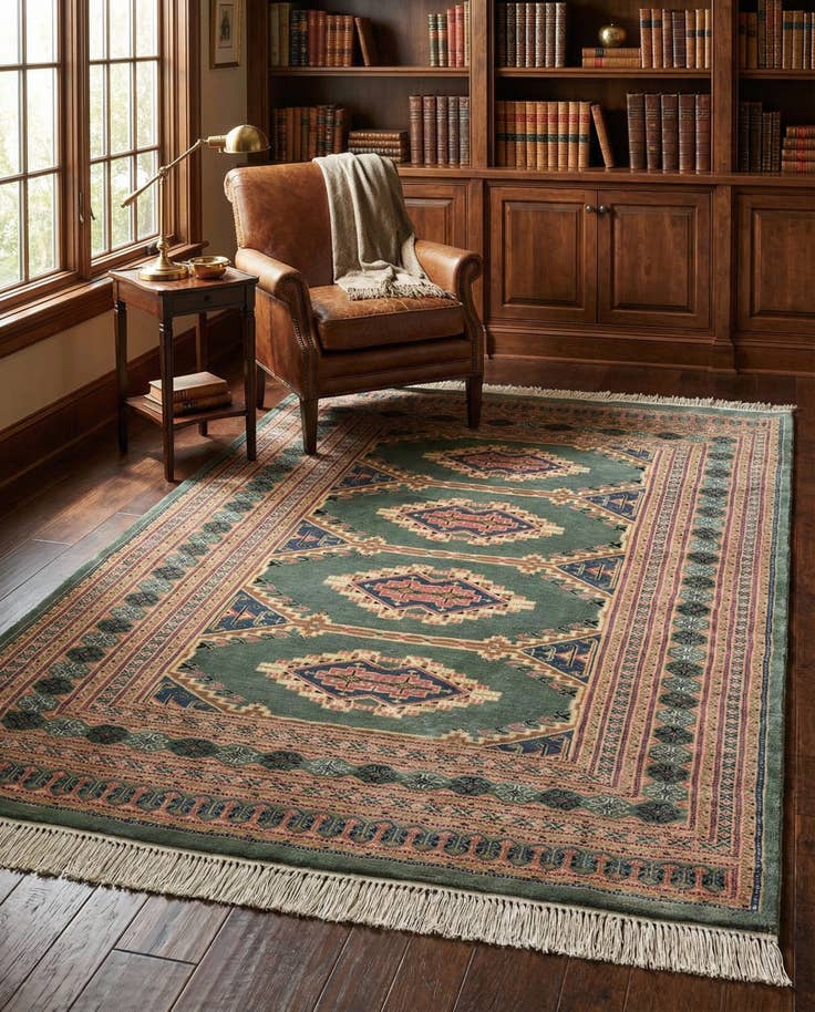 Detail image of 4' 2 x 5' 6 Hand Knotted Bokhara Oriental Rug