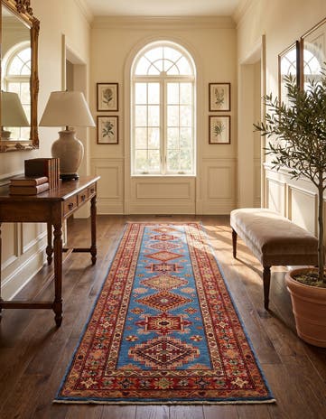 2' 8 x 9' 9 Hand Knotted Kazak Runner Rug