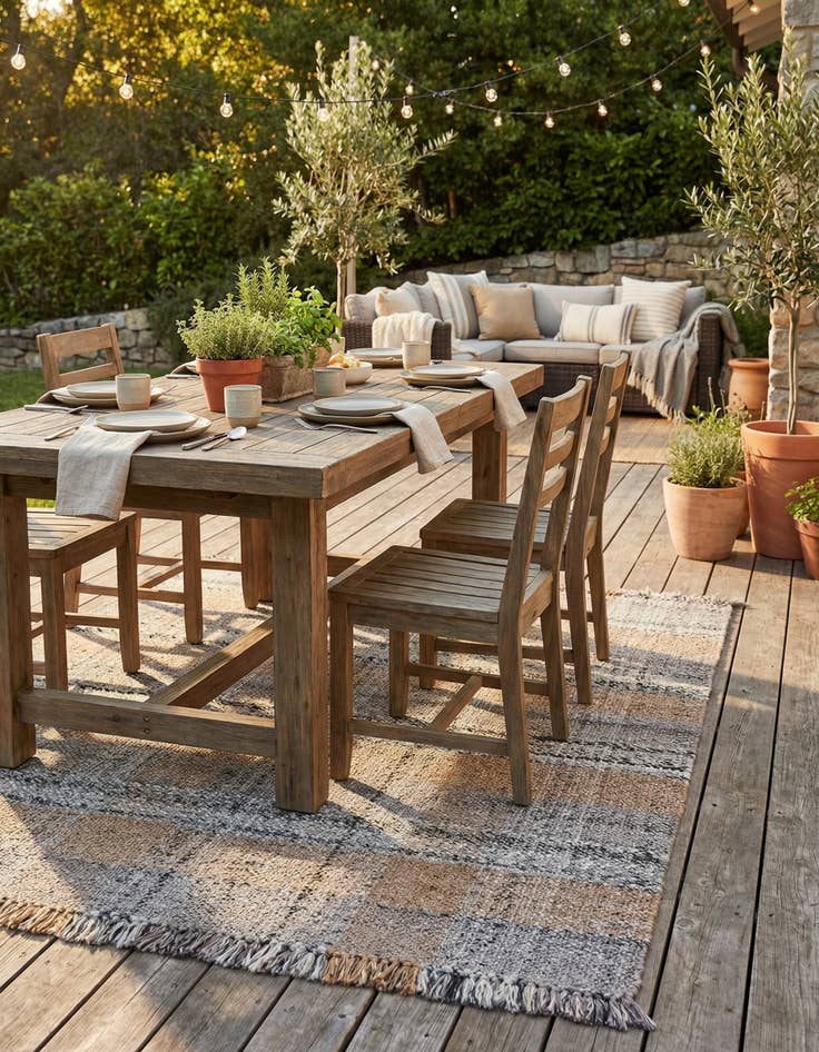 Detail image of 4' 1 x 6' 1 Hand Woven Eco Plaid Washable Indoor / Outdoor Rug