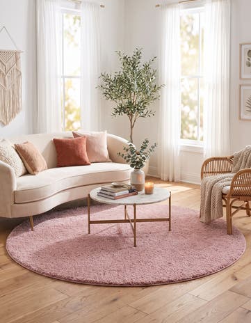 8' x 8' Soft Solid Shag Round Rug