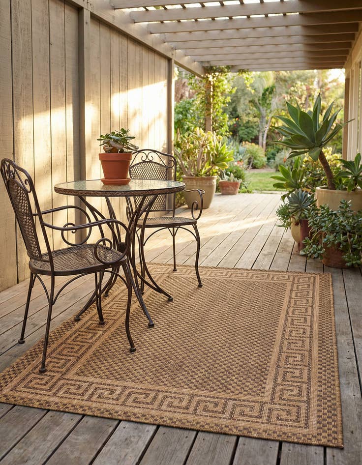 Detail image of 3' 3 x 5' Washable Border Indoor / Outdoor Rug