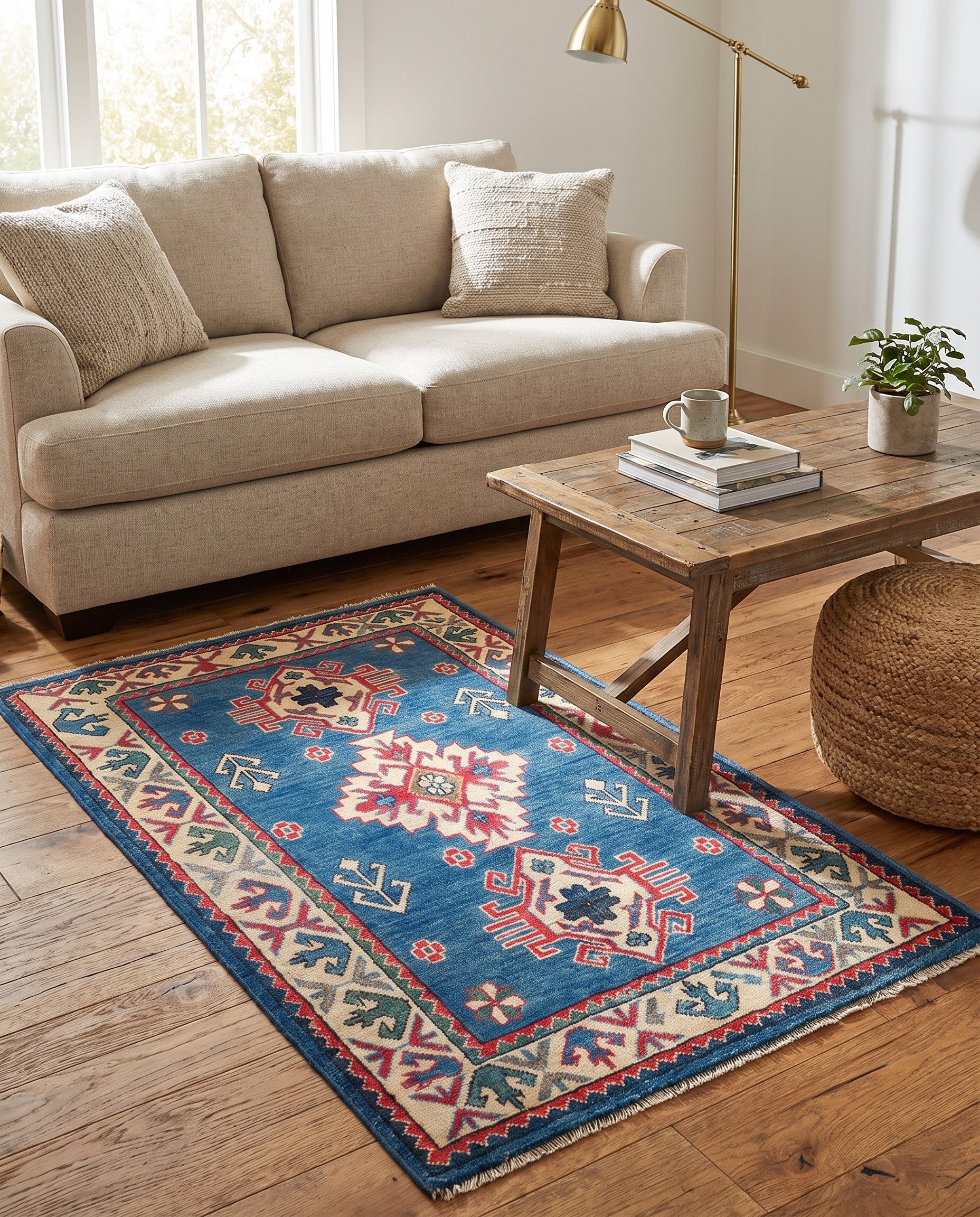 2' 6 x 4' 4 Hand Knotted Kazak Rug