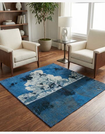 4' 8 x 5' 2 Hand Knotted Ultra Vintage Persian Wool Square Rug