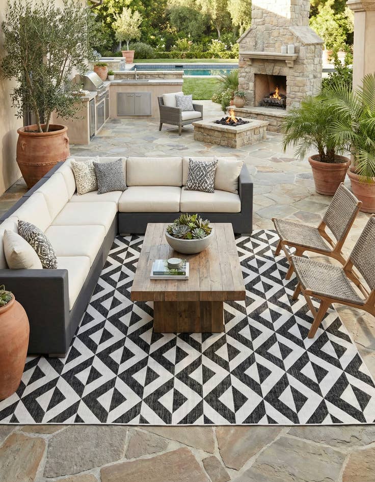 Detail image of 12' x 12'  Washable Jill Zarin Napa Indoor / Outdoor Square Rug