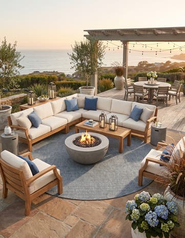 Teal Easy-Clean Checkered Indoor / Outdoor Round Rug
