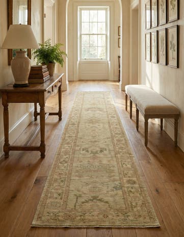 2' 10 x 14' 6 Hand Knotted Oushak Wool Runner Rug