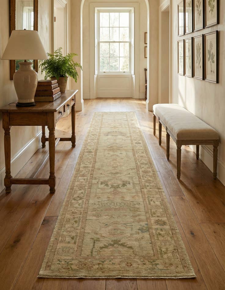 Detail image of 2' 10 x 14' 6 Hand Knotted Oushak Wool Runner Rug