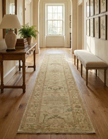 2' 10 x 14' 6 Hand Knotted Oushak Wool Runner Rug
