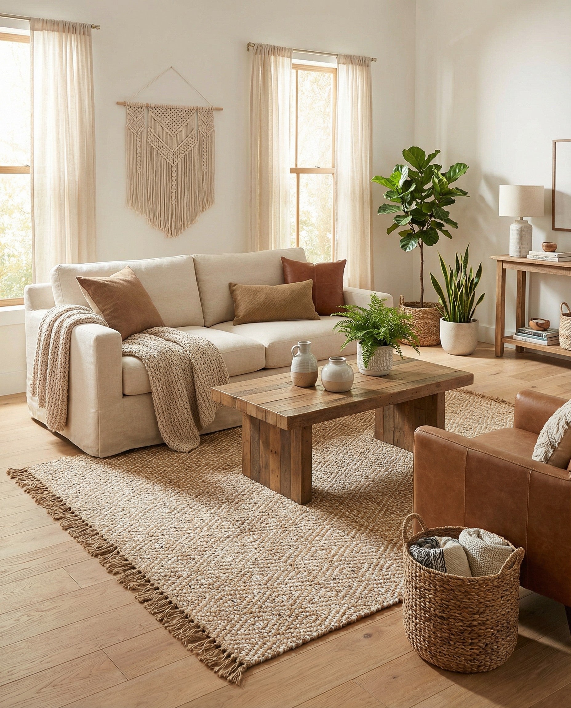 5' 1 x 8' Hand Woven Braided Jute Rug