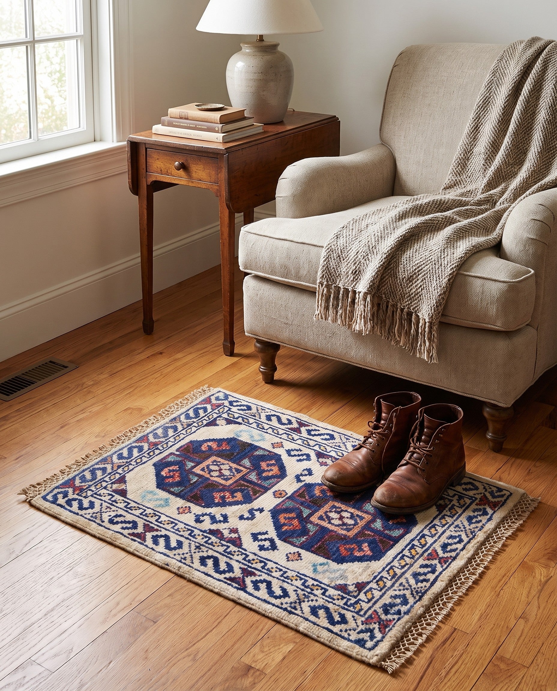 1' 4 x 2' Hand Knotted Ziegler Rug