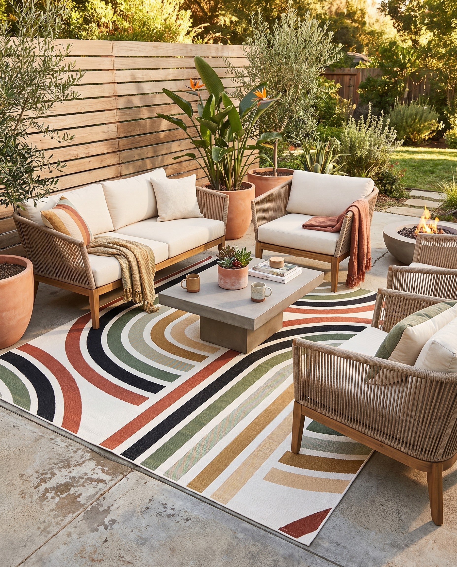 Easy-Clean Modern Indoor / Outdoor Square Rug