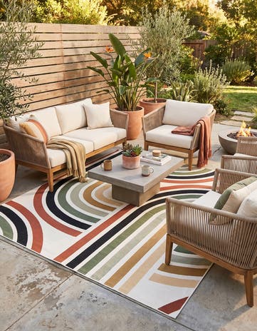 Easy-Clean Modern Indoor / Outdoor Square Rug