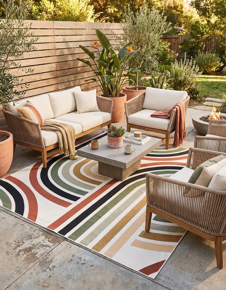 7' 10 x 7' 10 Easy-Clean Modern Indoor / Outdoor...