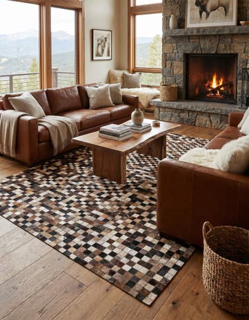 5' 1 x 8' Cowhide Leather Rug