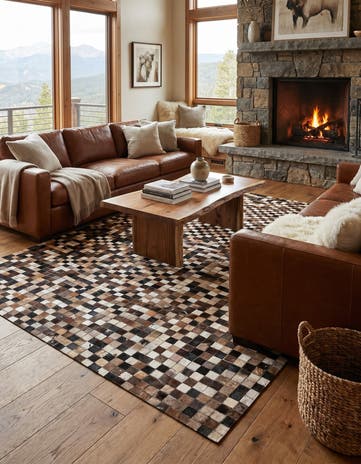 5' 1 x 8' Cowhide Leather Rug
