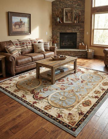 Blue Pioneer Square Rug