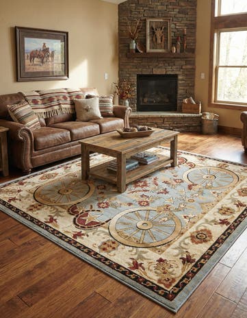 Blue Pioneer Square Rug