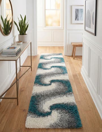 Turquoise Soft Touch Shag Runner Rug