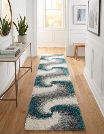 Turquoise Soft Touch Shag Runner Rug