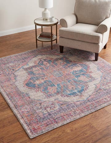 Antique Beige Washable Nostalgia Square Rug