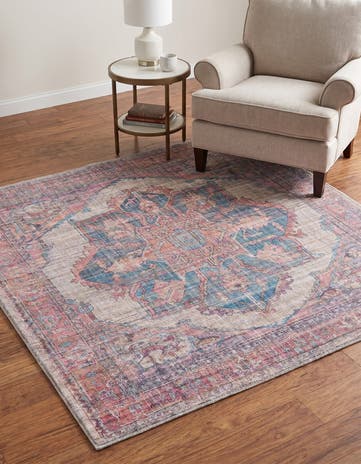 Antique Beige Washable Nostalgia Square Rug