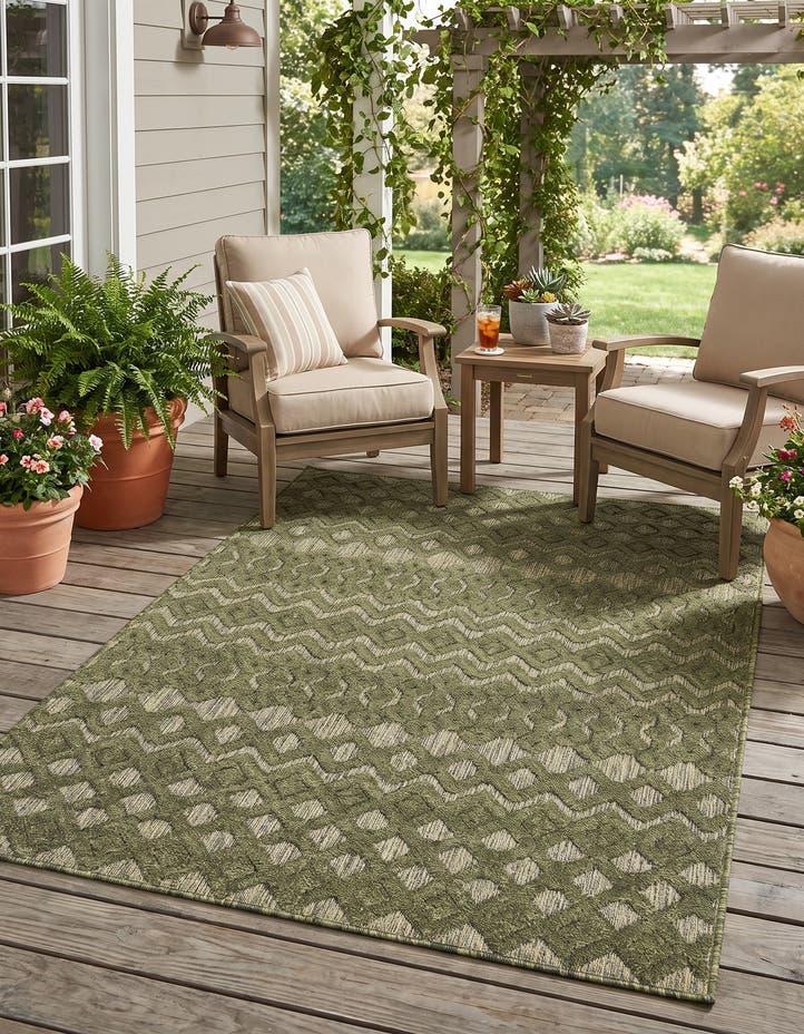 4' x 6' Easy-Clean Trellis Textured Indoor...