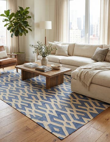 7' 2 x 9' 5 Hand Woven Kilim Modern Wool Rug