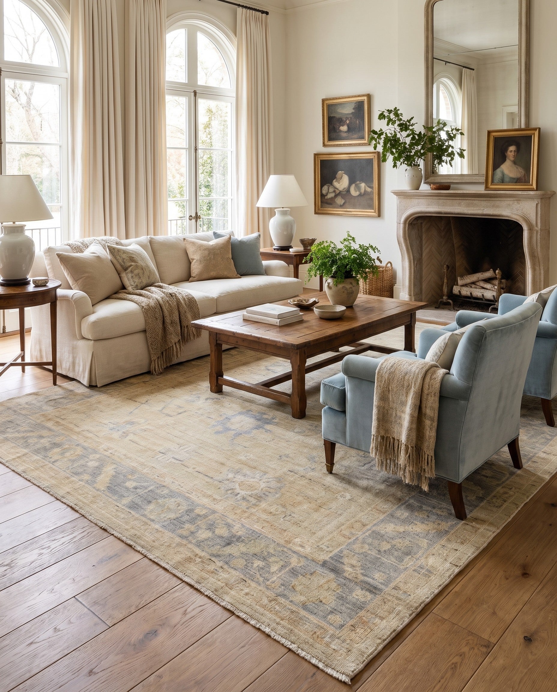 9' 4 x 11' 9 Hand Knotted Oushak Wool Rug
