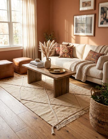 3' 5 x 5' Hand Woven Moroccan Wool Rug
