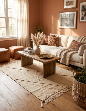 3' 5 x 5' Hand Woven Moroccan Wool Rug