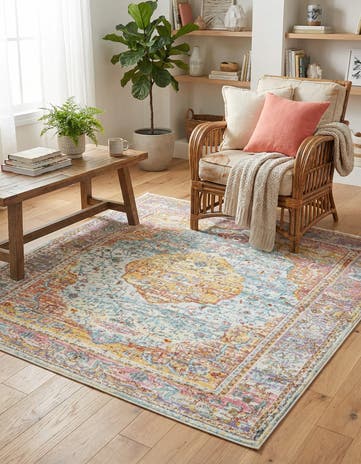 Light Blue Santiago Square Rug